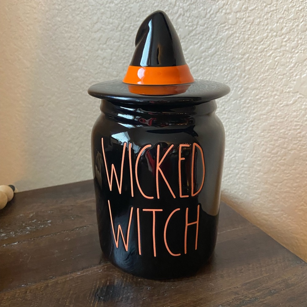 Rae Dunn WICKED WITCH baby canister w/ hat topper